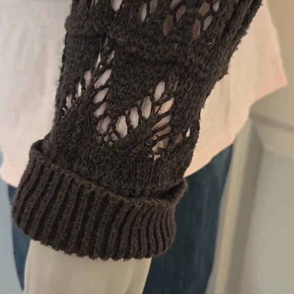 Lucky Brand Open Stitch Button Front Cardigan Black Size XL - Picture 3 of 8